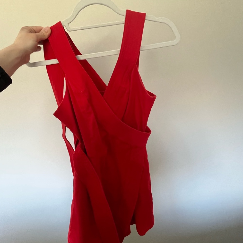 Alexis Red Mini Wrap-Style Dress